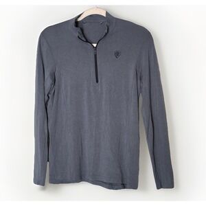 Arista Equestrian Merino Wool Blend 1/4 Zip Long Sleeve‎ Top Navy Blue Large